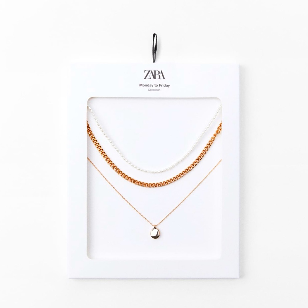 ZARA PACK OF PEARL CHAIN NECKLACES